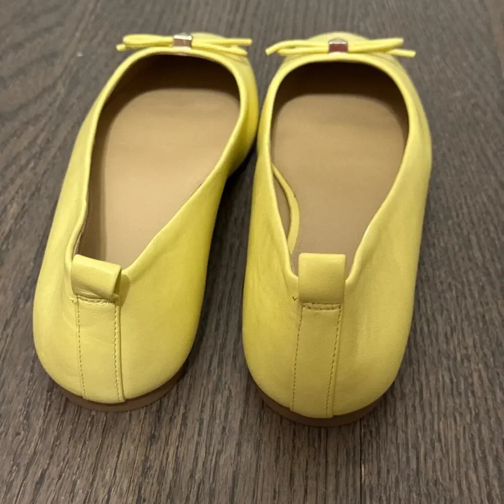 Michael Michael Kors Eloise Bow Ballet Flat Shoes Soft‎ Yellow Size 8.5 Preppy